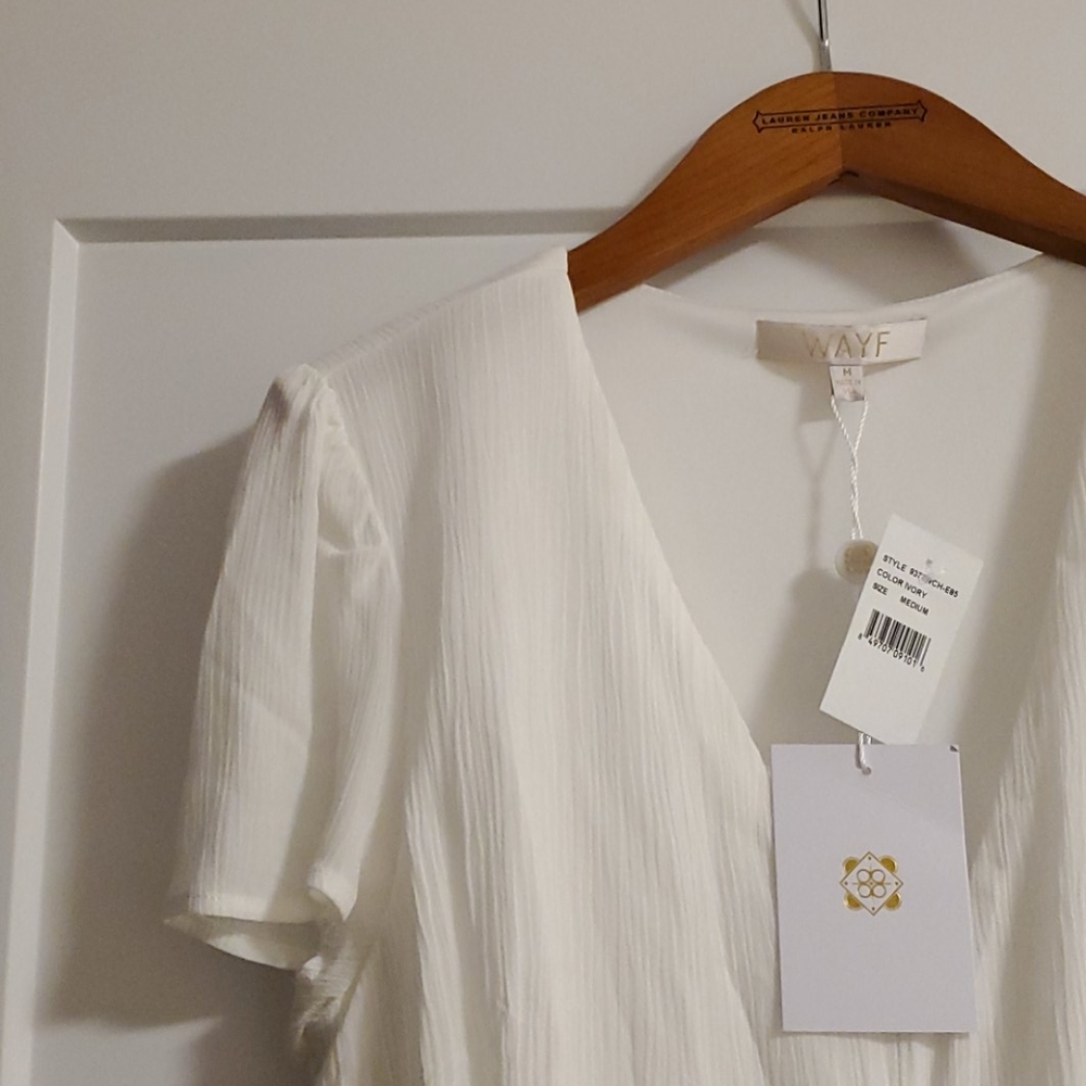 Ivory blouson midi dress. Almost white!